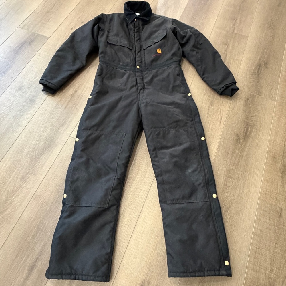 Carhartt X03 Coveralls Men 40R‎ Black Quilt Insulated Canvas Work USA Inseam 28”